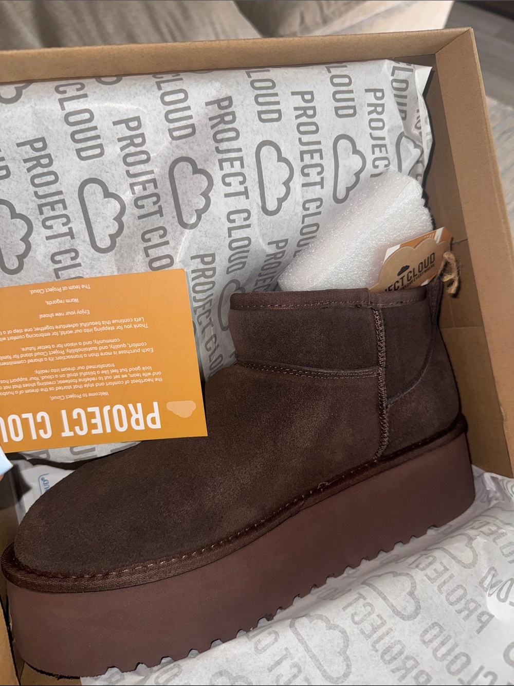 Project Cloud Men's Chocolate Brown Suede Platform Ankle Boot